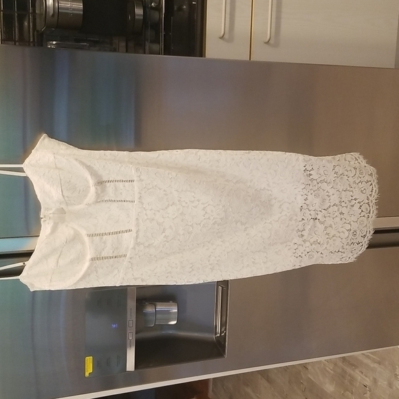 💕DRESS THE POPULATION💕 Jayleen Floral Lace Midi Dress ~ Off White XL NWT - Picture 3 of 11